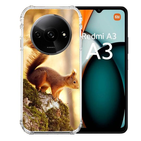 Coque Renforcée Pour Xiaomi Redmi A3 Animal Ecureuil Bois