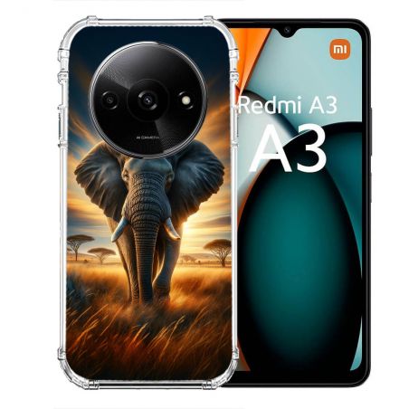 Coque Renforcée Pour Xiaomi Redmi A3 Animal Elephant Savane