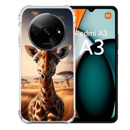 Coque Renforcée Pour Xiaomi Redmi A3 Animal Girafe Savane