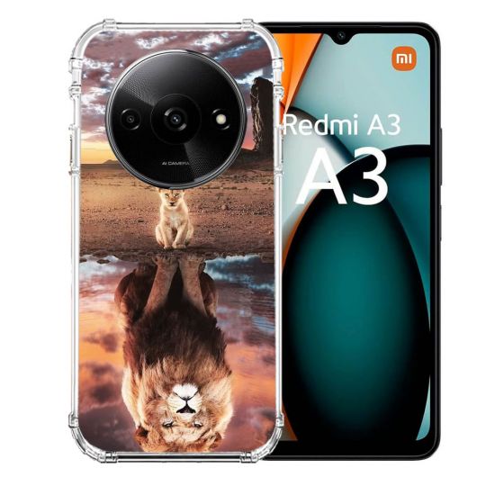Coque Renforcée Pour Xiaomi Redmi A3 Animal Lion Reflet