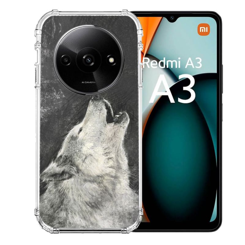 Coque Renforcée Pour Xiaomi Redmi A3 Animal Loup Hurlement