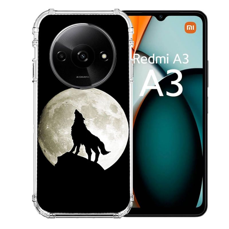 Coque Renforcée Pour Xiaomi Redmi A3 Animal Loup Noir