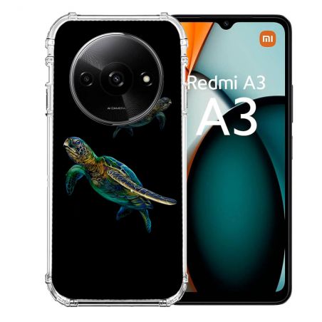 Coque Renforcée Pour Xiaomi Redmi A3 Animal Tortue Noire multicolore