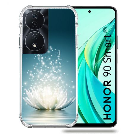 Coque Renforcée Pour Honor 90 Smart 5G Fleur Lotus Blanc