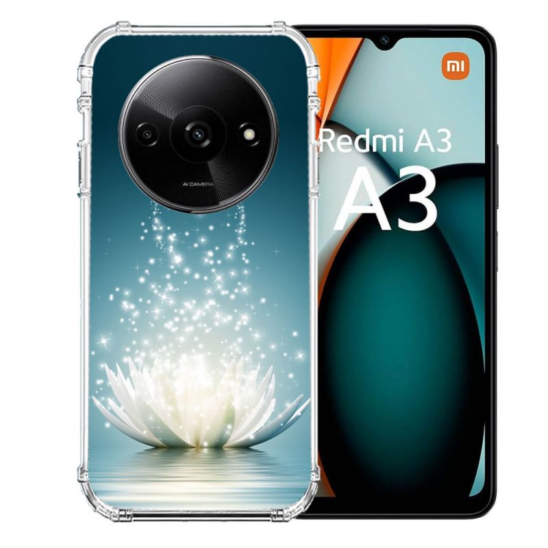 Coque Renforcée Pour Xiaomi Redmi A3 Fleur Lotus Blanc