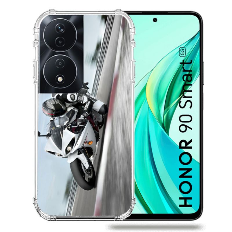 Coque Renforcée Pour Honor 90 Smart 5G Moto Course GP Blanche