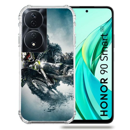 Coque Renforcée Pour Honor 90 Smart 5G Moto Cross Ombre