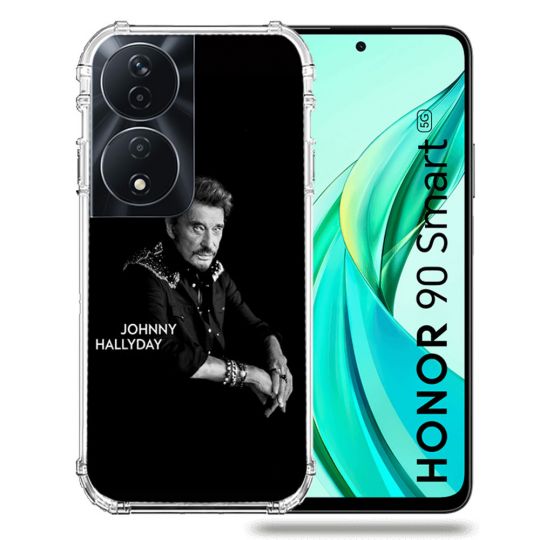 Coque Renforcée Pour Honor 90 Smart 5G Musique Johnny Hallyday Noir