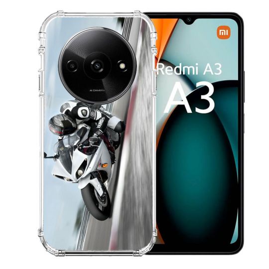 Coque Renforcée Pour Xiaomi Redmi A3 Moto Course GP Blanche