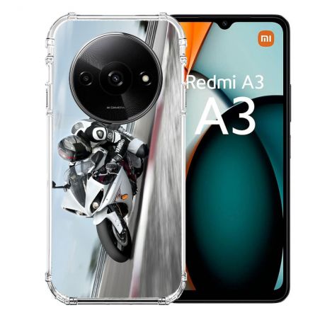 Coque Renforcée Pour Xiaomi Redmi A3 Moto Course GP Blanche
