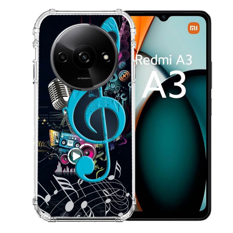 Coque Renforcée Pour Xiaomi Redmi A3 Musique Cle Sol Bleu