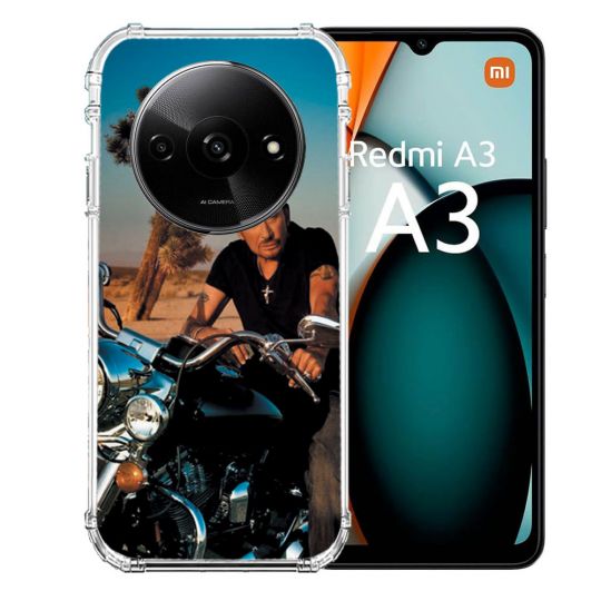 Coque Renforcée Pour Xiaomi Redmi A3 Musique Johnny Hallyday Moto