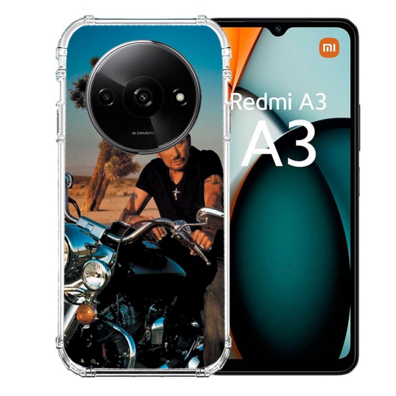 Coque Renforcée Pour Xiaomi Redmi A3 Musique Johnny Hallyday Moto