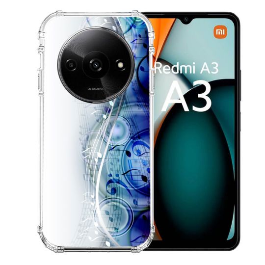 Coque Renforcée Pour Xiaomi Redmi A3 Musique Partition Vague