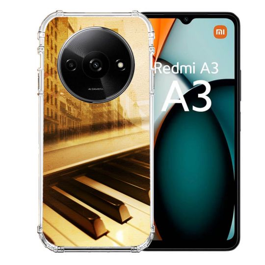 Coque Renforcée Pour Xiaomi Redmi A3 Musique Piano Retro