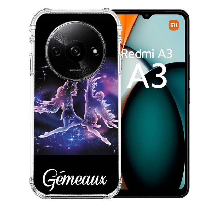 Coque Renforcée Pour Xiaomi Redmi A3 Signe Zodiaque 2 Gémeaux