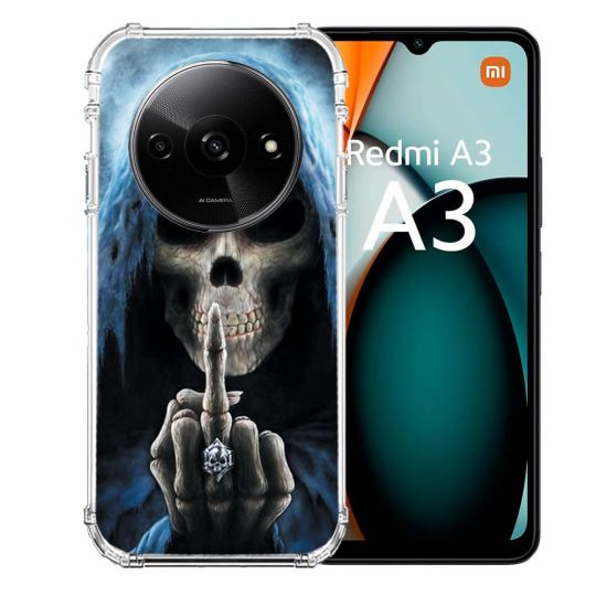 Coque Renforcée Pour Xiaomi Redmi A3 Tete de Mort Doigt