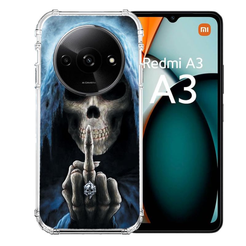 Coque Renforcée Pour Xiaomi Redmi A3 Tete de Mort Doigt
