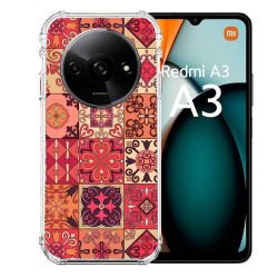 Coque Renforcée Pour Xiaomi Redmi A3 Texture Carreau Ciment Rouge