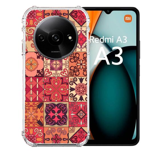 Coque Renforcée Pour Xiaomi Redmi A3 Texture Carreau Ciment Rouge