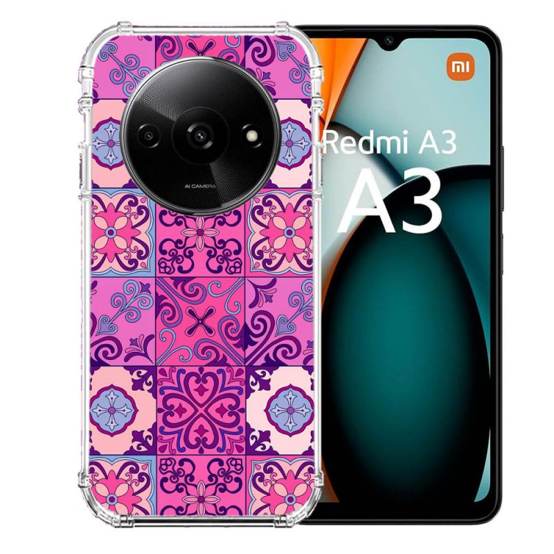Coque Renforcée Pour Xiaomi Redmi A3 Texture Carreau Ciment Violet