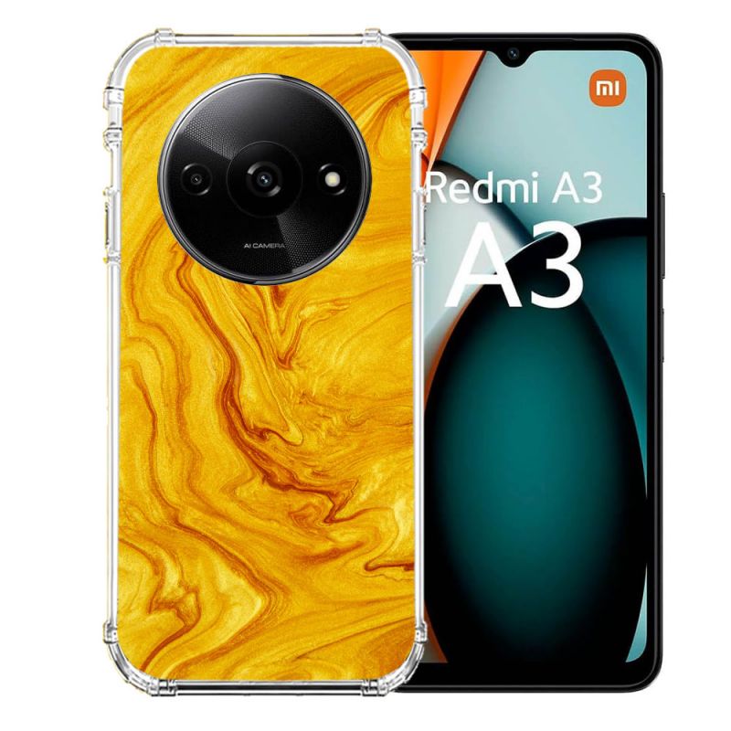 Coque Renforcée Pour Xiaomi Redmi A3 Texture Marbre Jaune
