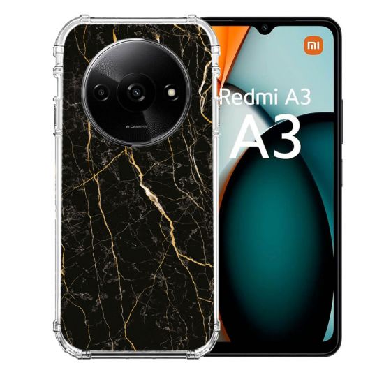 Coque Renforcée Pour Xiaomi Redmi A3 Texture Marbre Noir