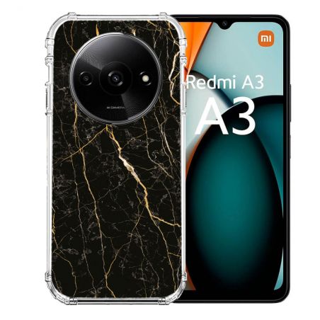 Coque Renforcée Pour Xiaomi Redmi A3 Texture Marbre Noir