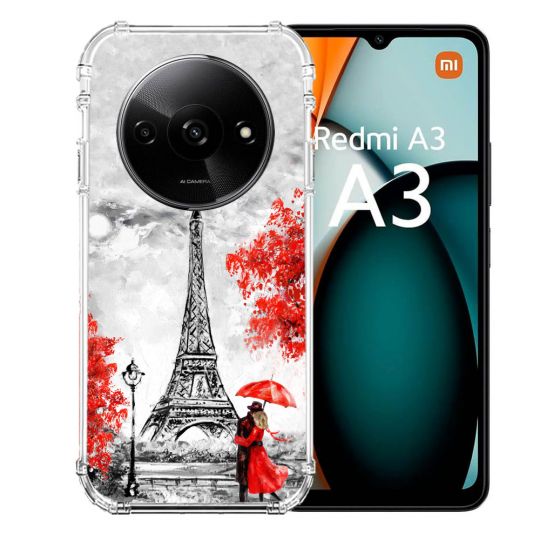 Coque Renforcée Pour Xiaomi Redmi A3 Voyage France Paris Rouge
