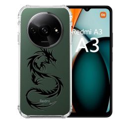 Coque Transparente Pour Xiaomi Redmi A3 Dragon Noir