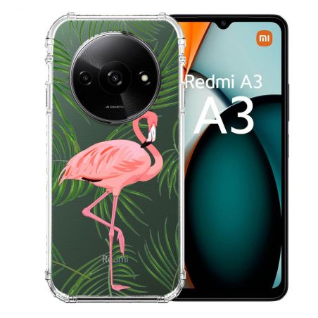 Coque Transparente Pour Xiaomi Redmi A3 Flamant Rose