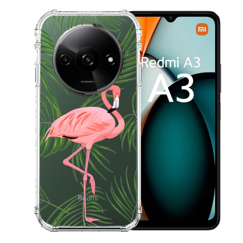 Coque Transparente Pour Xiaomi Redmi A3 Flamant Rose