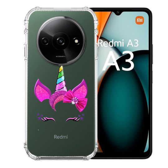 Coque Transparente Pour Xiaomi Redmi A3 Licorne Paillette