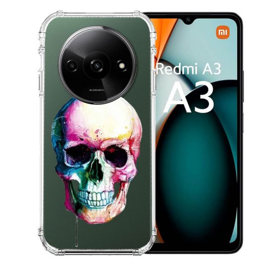 Coque Transparente Pour Xiaomi Redmi A3 Skull Head Crane Colore
