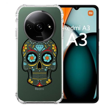 Coque Transparente Pour Xiaomi Redmi A3 Tete Mort Color