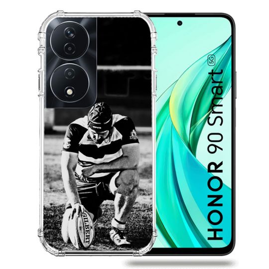 Coque Renforcée Pour Honor 90 Smart 5G Sport Rugby Noir Blanc