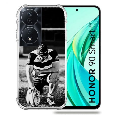 Coque Renforcée Pour Honor 90 Smart 5G Sport Rugby Noir Blanc