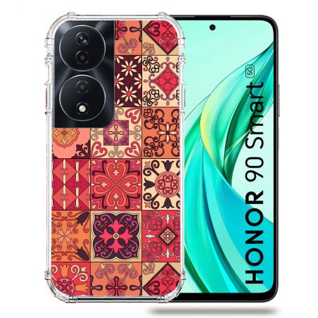 Coque Renforcée Pour Honor 90 Smart 5G Texture Carreau Ciment Rouge