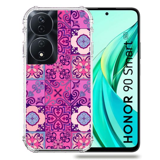 Coque Renforcée Pour Honor 90 Smart 5G Texture Carreau Ciment Violet