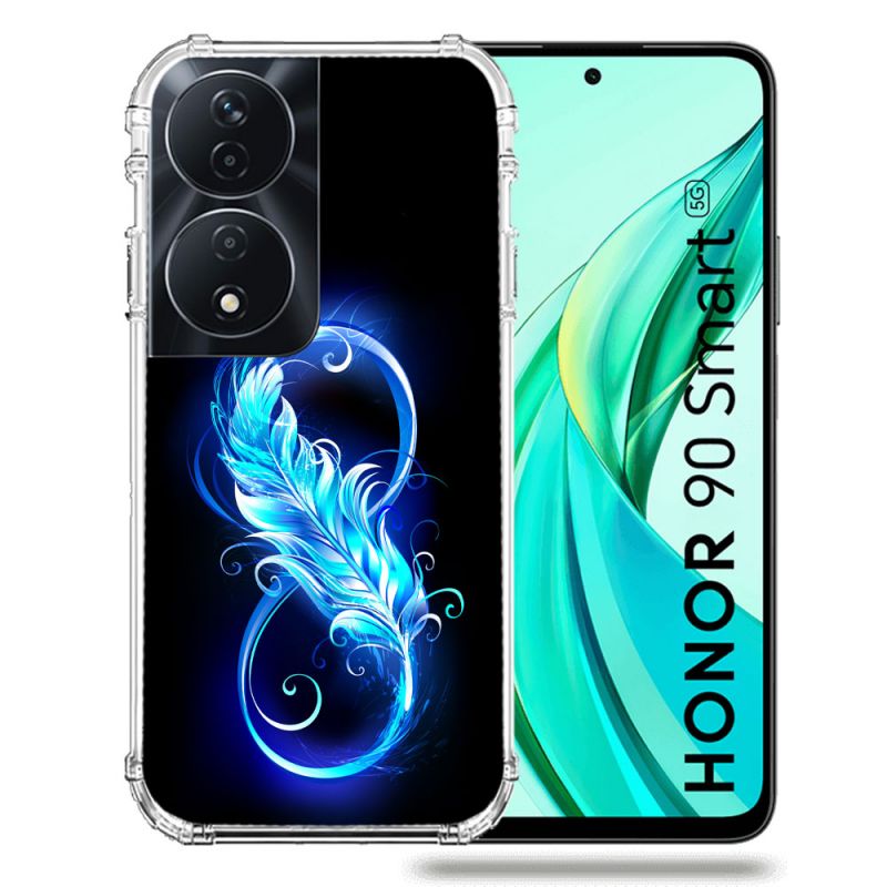 Coque Renforcée Pour Honor 90 Smart 5G Texture Plume Infini Bleu