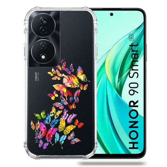 Coque Transparente Pour Honor 90 Smart 5G Papillon Multicolore