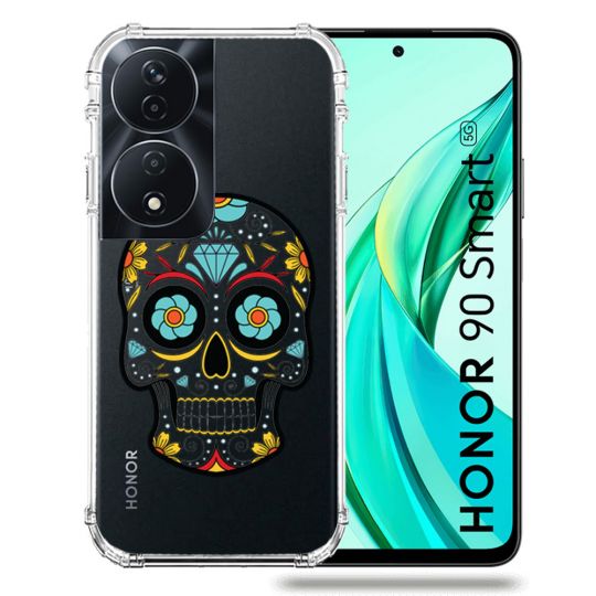 Coque Transparente Pour Honor 90 Smart 5G Tete Mort Color