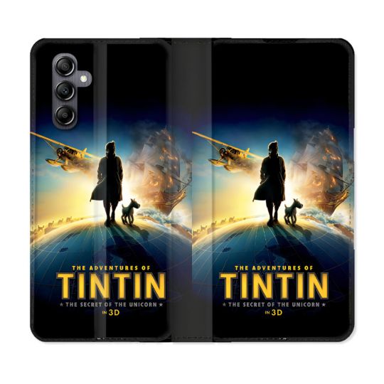 Housse Cuir Portefeuille Pour Samsung Galaxy A15 4G / 5G Tintin Affiche