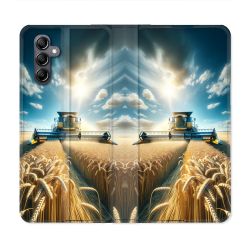 Housse Cuir Portefeuille Pour Samsung Galaxy A35 5G Agriculture Moissonneuse Blé