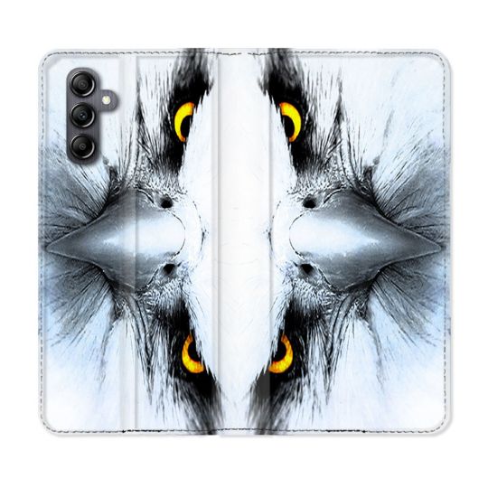 Housse Cuir Portefeuille Pour Samsung Galaxy A35 5G Animal Aigle Royal Blanc