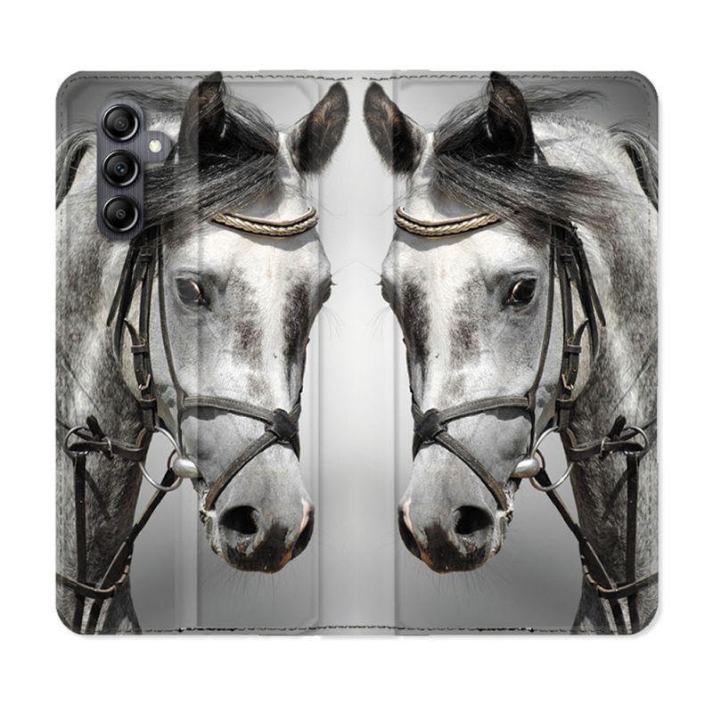 Housse Cuir Portefeuille Pour Samsung Galaxy A35 5G Animal Cheval Blanc
