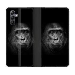 Housse Cuir Portefeuille Pour Samsung Galaxy A35 5G Animal Gorille Noir