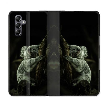 Housse Cuir Portefeuille Pour Samsung Galaxy A35 5G Animal Koala Noir
