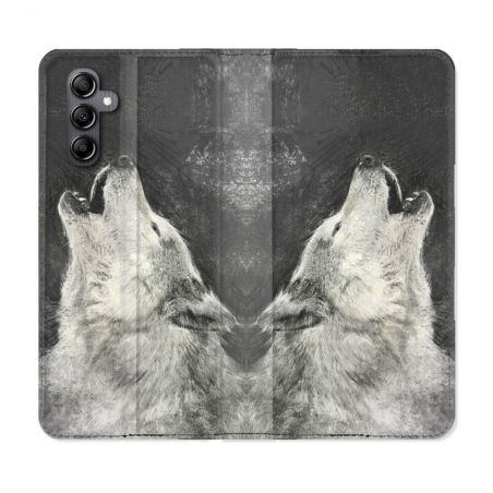 Housse Cuir Portefeuille Pour Samsung Galaxy A35 5G Animal Loup Hurlement