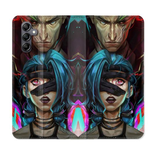 Housse Cuir Portefeuille Pour Samsung Galaxy A35 5G Arcane Jynx Bleu